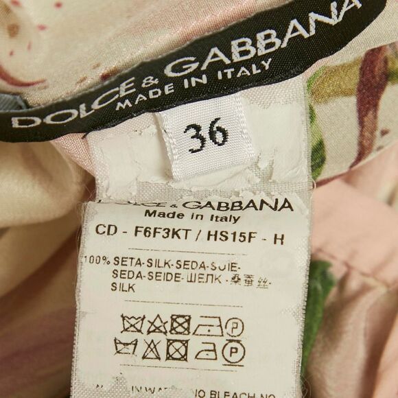 Dolce & Gabbana Pink Floral Print Silk Midi Dress Xs - Picture 5 of 5